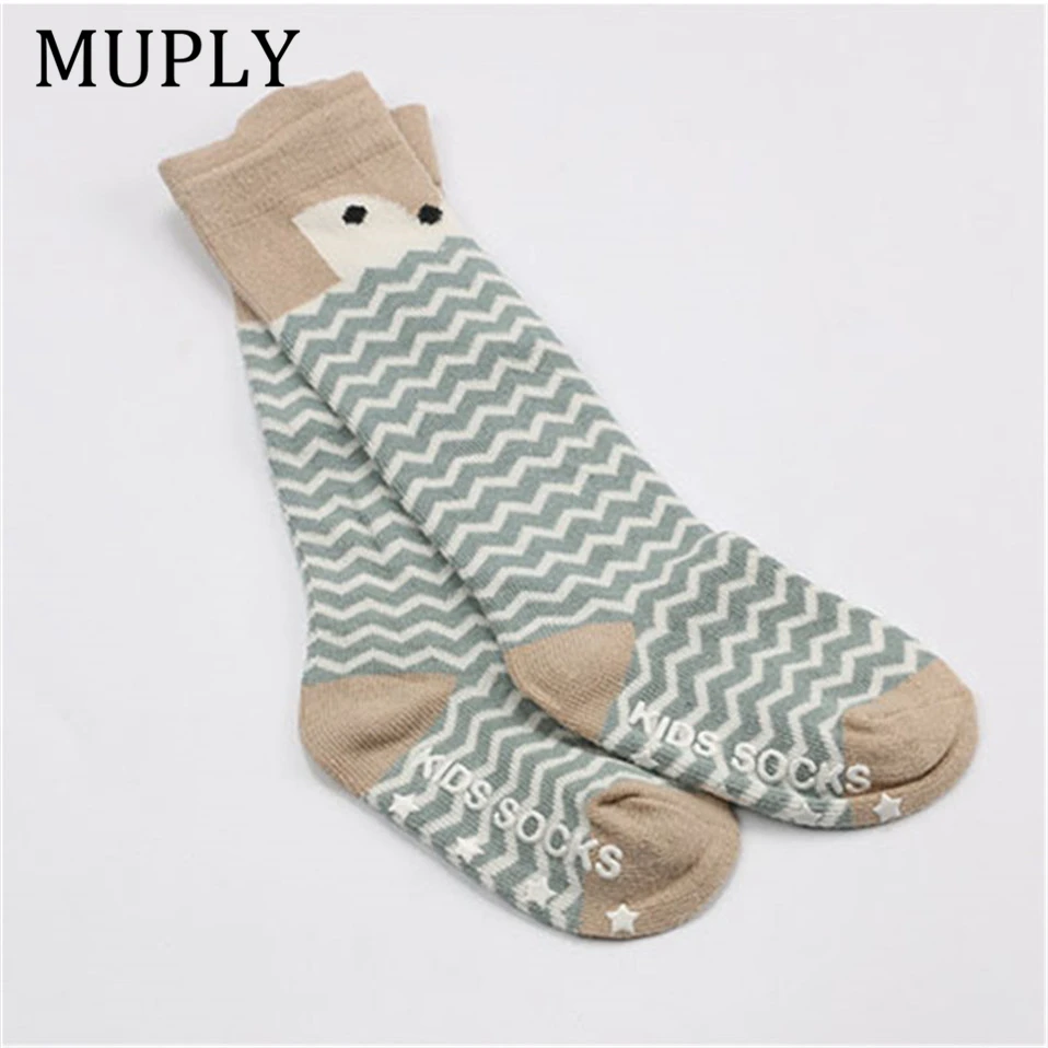 Newborn Kids Girl Boy socks Animal Pattern Anti-slip Knee High Sock Baby Fox Cat Cotton Cute Cartoon Infant Toddler socks