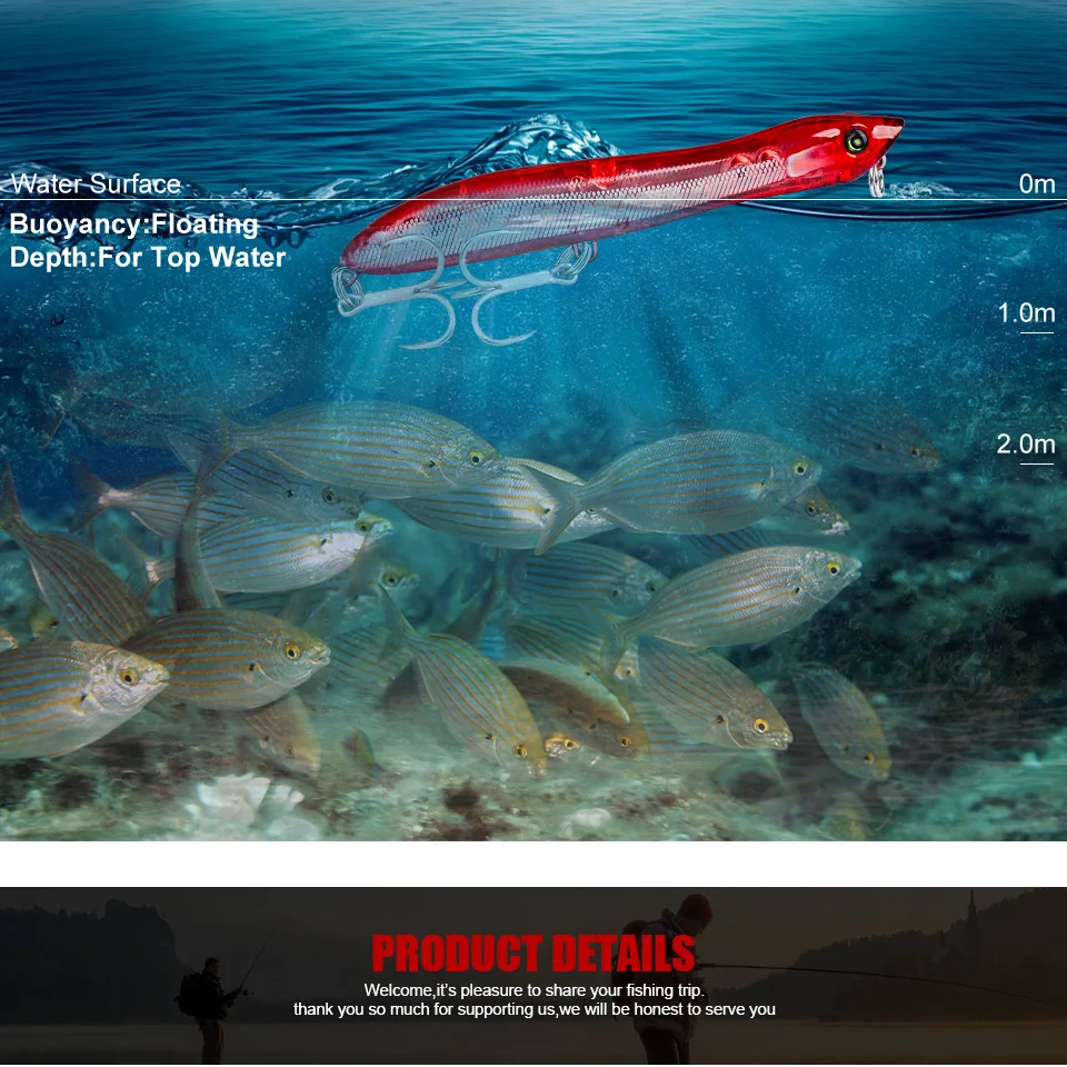 

Lubit fishing lure 2020 WTD PATCHINKO 125 popper&pencil fishing lure Snakehead wobblers 85mm/125mm 6/19g hard Baits STICKBAITS