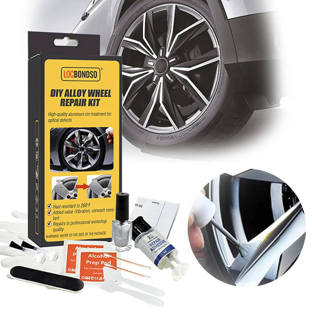 

DIY Alloy Wheel Repair Kits Adhesive General Silver Car Auto Rim Dent Scratch Surface Damages Care Repair Hand Tool Set