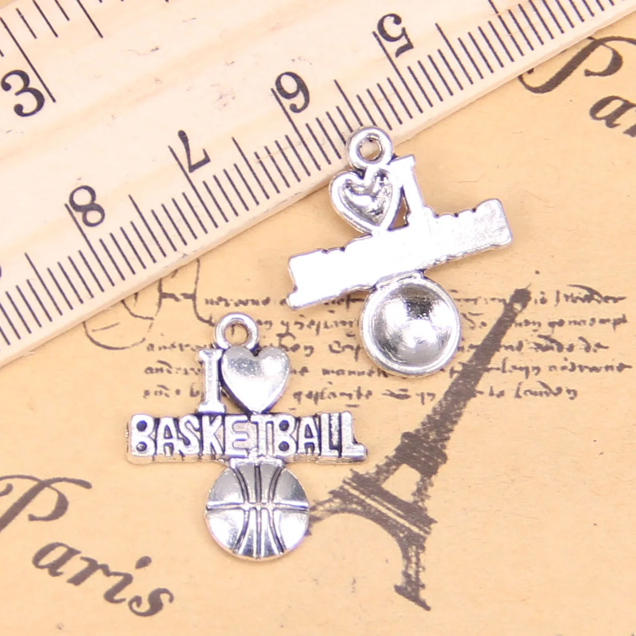 16 шт. Подвески i love basketball размер 21x20 мм винтажные искусственные DIY для браслета
