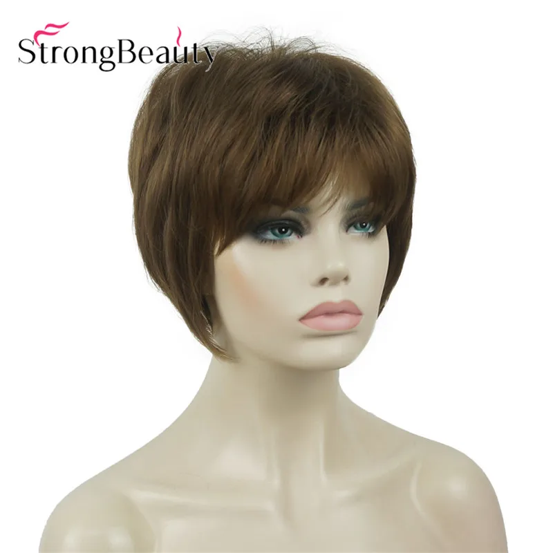 12 StrongBeauty короткие прямые парики мягкие волосы слоистые локоны Омбре блонд/Красный синтетический парик - Цвет: 12