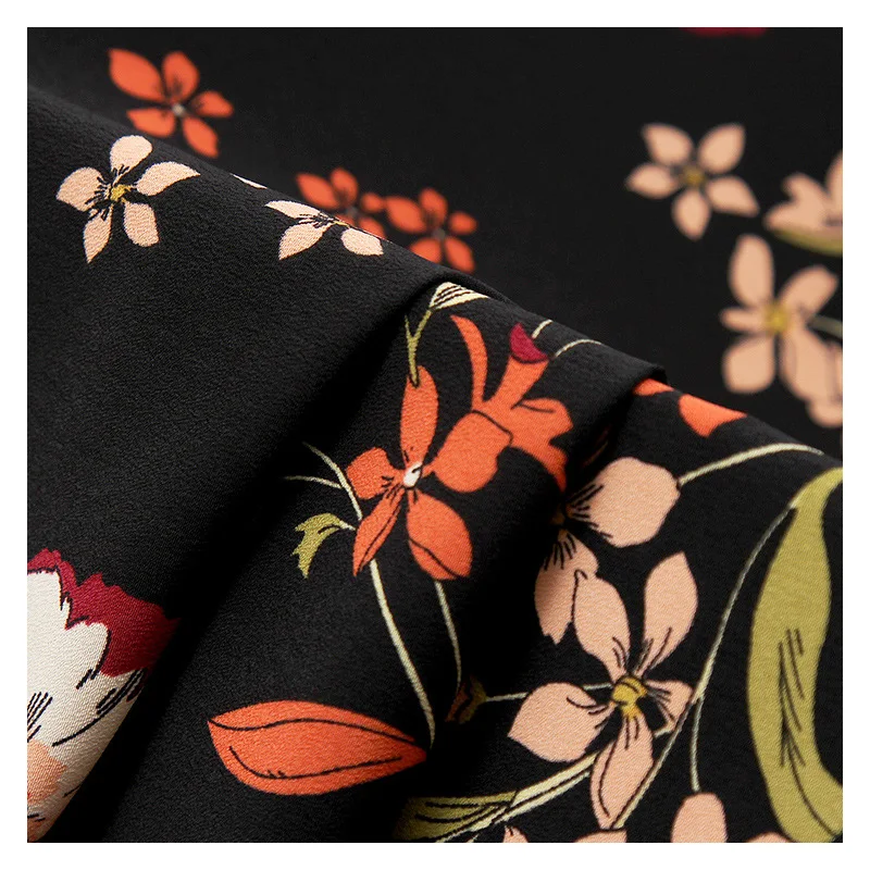 

New Retro Flower Chiffon Printed Fabric For Women's fashion dress skirt fabric Polyester Digital Printing Cloth 150X100cm