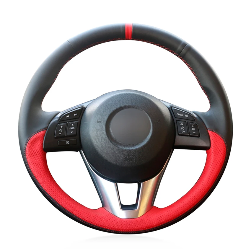 

Hand Sew Black Suede Leather Anti-slip Car Steering Wheel Cover for Mazda 3 Axela Mazda 6 Atenza Mazda 2 CX-3 CX