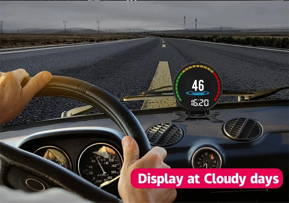 

P15 OBD2 Head Up Display Digital Speedometer HUD Temperature KM/h MPH Turbo Boost Pressure Speed Projector On The Windshield