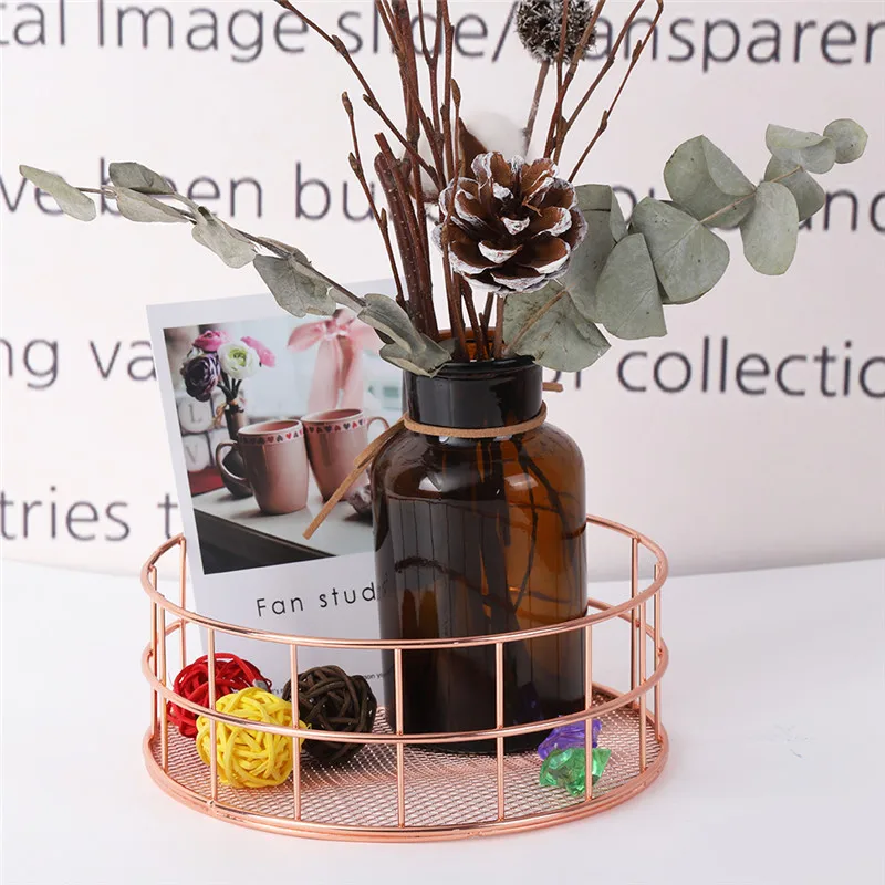 

Nordic Style Glass Copper Geometry Storage Baskets Box Simplicity Style Home Organizer For Jewelry Necklace Dessert Plate