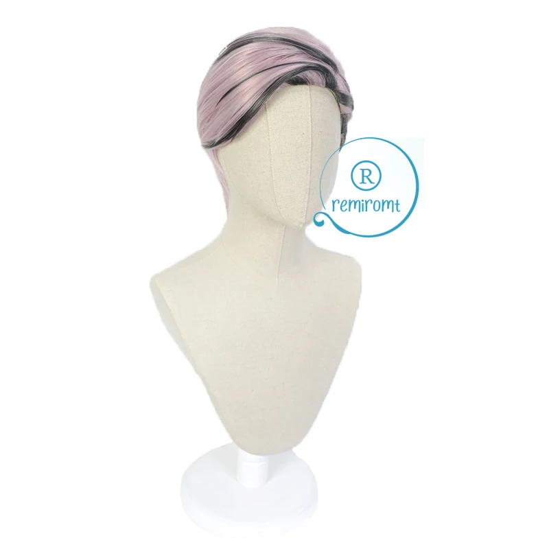 Anime Ran Haitani Cosplay Tokyo Revengers Short Pink Black Wig Highlights Hair Tenjiku Heat Resistant Fiber Free Cap Men | Тематическая