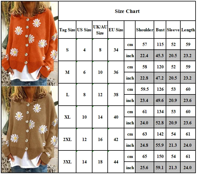 

Womens Sweater Fall Womens Clothes Long Sleeve Casual Loose Sweater Printed Winter Outwear Daisy Cardigan
