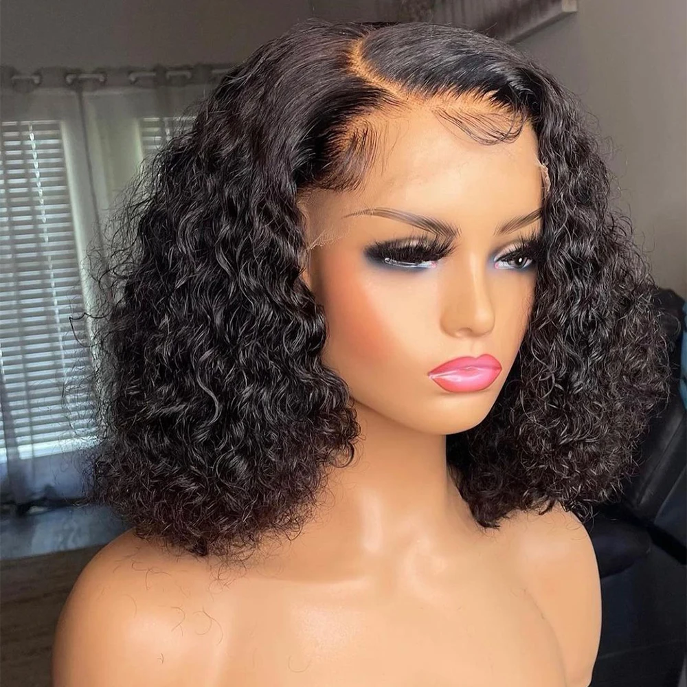 

Short Curly Bob Human Hair Wigs With Baby Hair 13x4Lace Frontal Human Hair Wig Pixie Cut Deep Wave Wig Brazilian Hair Preplucked