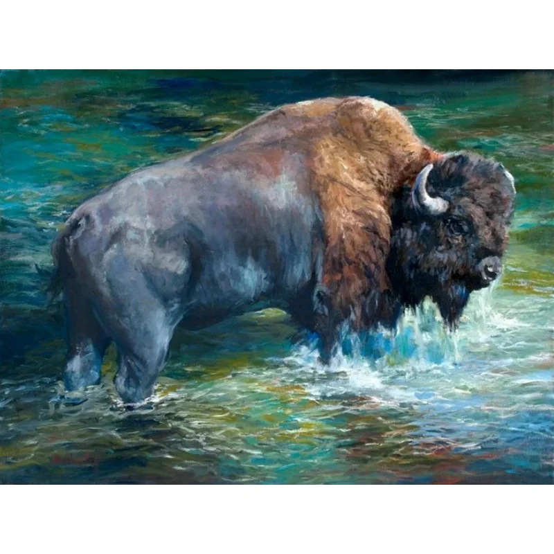

Diamond Embroidery DIY Diamond Painting Yak in Water Diamond Painting Cross Stitch Rhinestone Mosaic