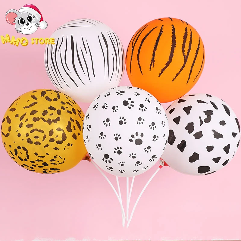 

12inch Animal Skin Print Balloons Stripes Tiger Leopard Cow Print Ballons Baby Shower Jungle Party Decoration Supplie Kids Toy