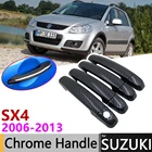 Черная накладка на дверную ручку из углеродного волокна для Suzuki SX4 Fiat Sedici Maruti 2006  2013 2007 2008 2009 2010 2011 2012 аксессуары наклейки для отделки хромированный набор