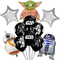 12pcsset black white star wars yoda aluminum film balloon decoration birthday party supplies toys for childrens gifts