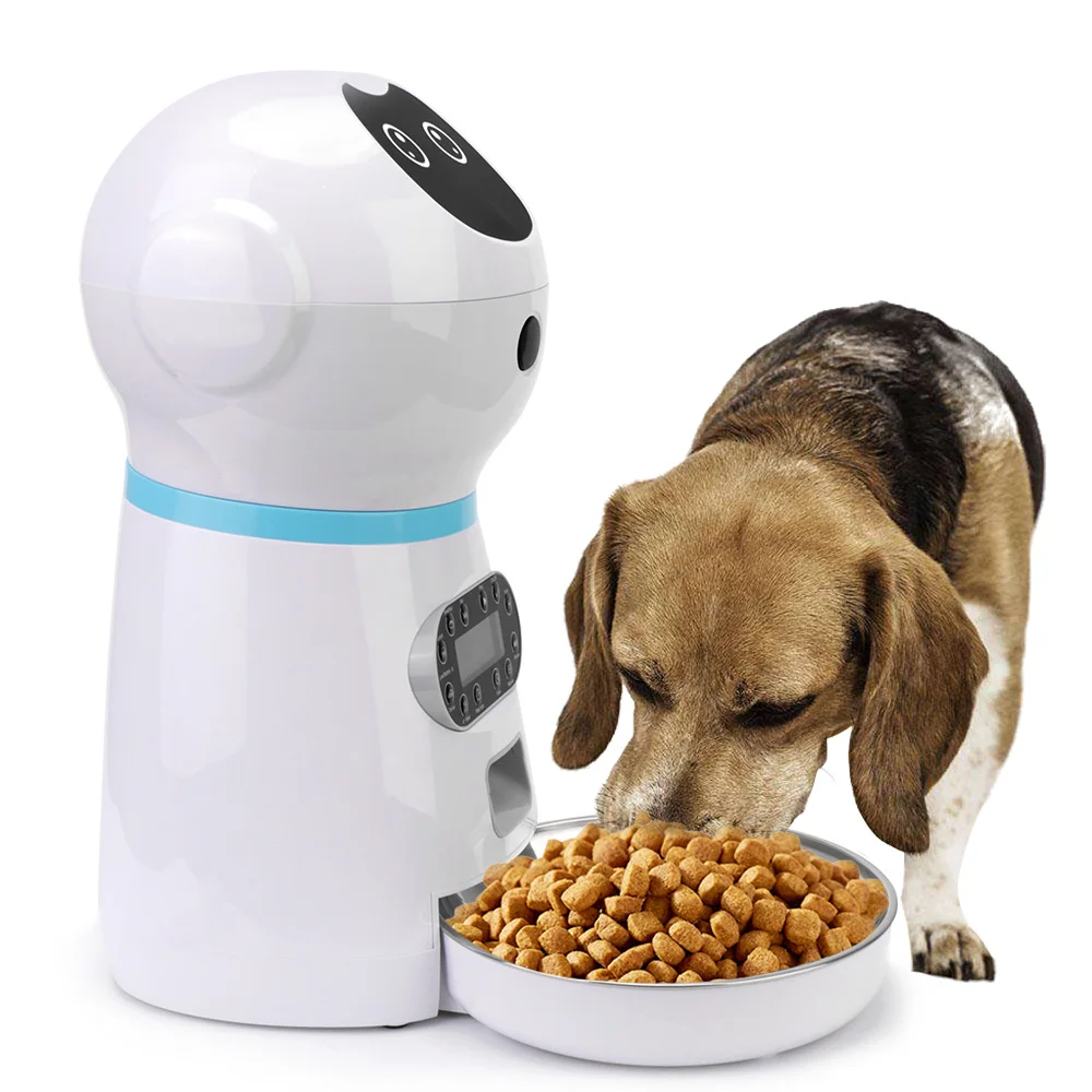 

Food Dispenser Auto Cat LCD Screen Timer Automatic Pet Feeders EU Plug With Voice Record Stainless Steel Dog Food Bowl