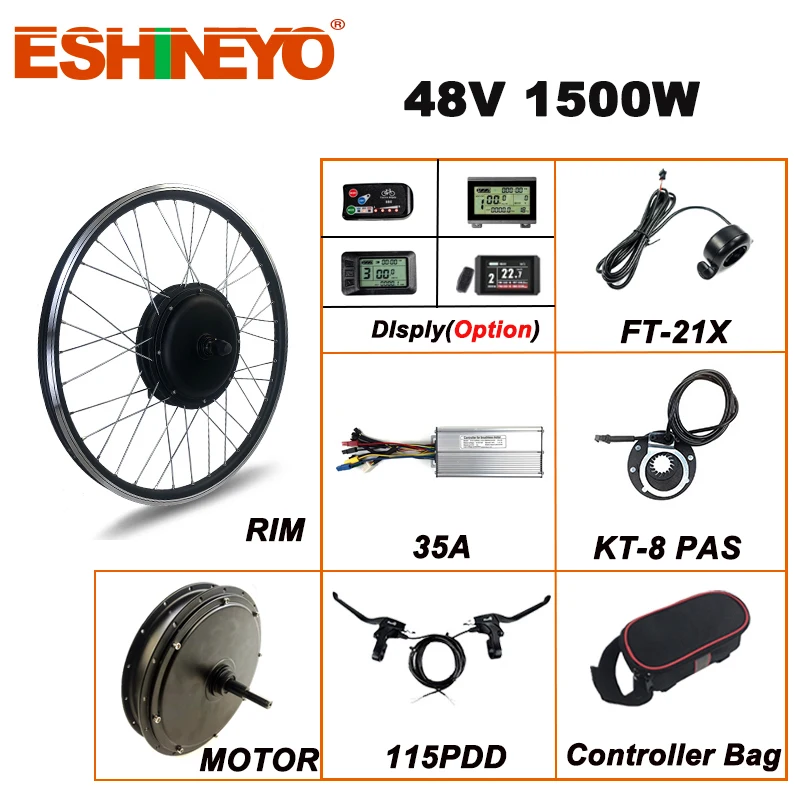 baratas Roda Traseira 48v 1500w Kits De Conversão De Motor De Cubo De Bicicleta Elétrica 20 26 27.5 700c Rim E-bike Rotativo Volante Motor De Ciclismo