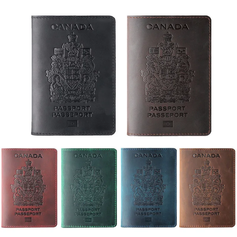 Genuine Leather Canada Passport Cover For Canada Credit Card Holder Passport Case Unisex Travel Wallet