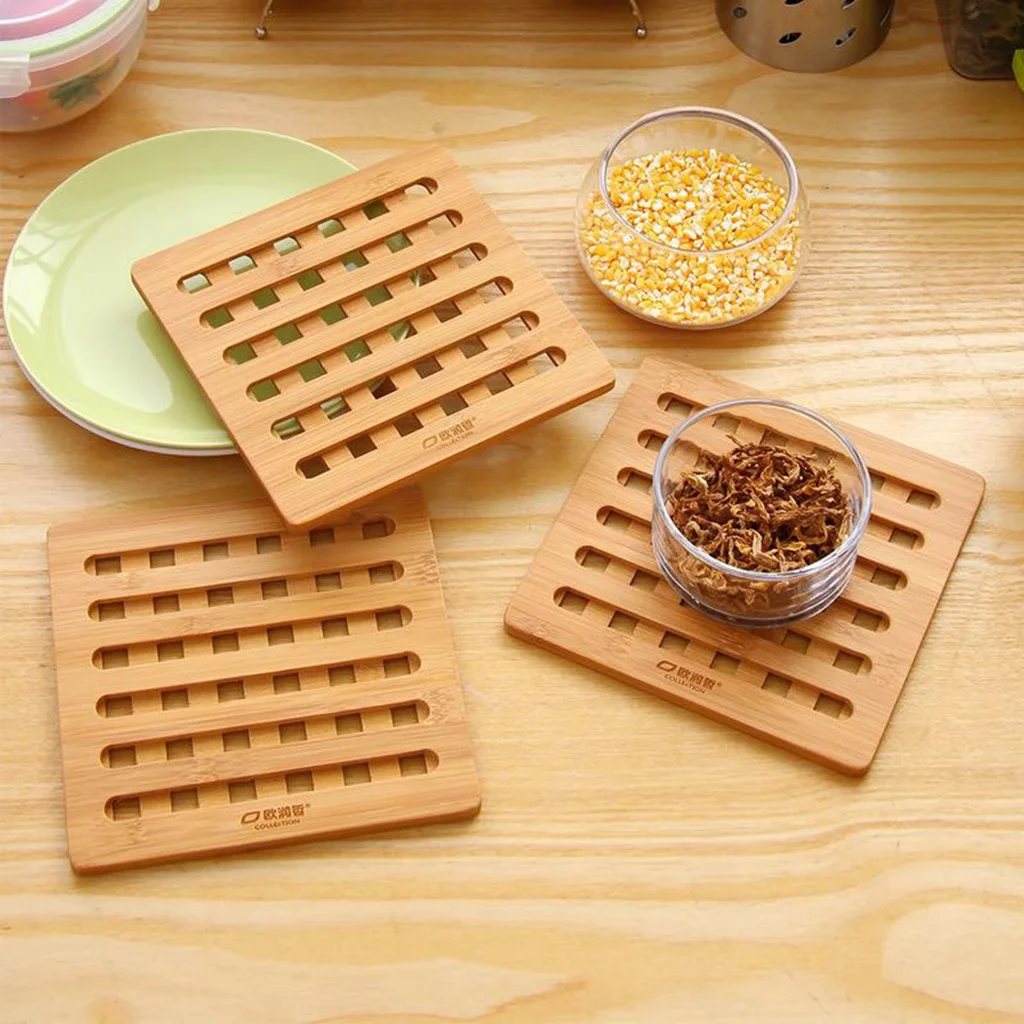 

3pcs Bamboo Trivet Mat Set, Hot Pads Trivet,Table Solid Bamboo Wood Trivets for