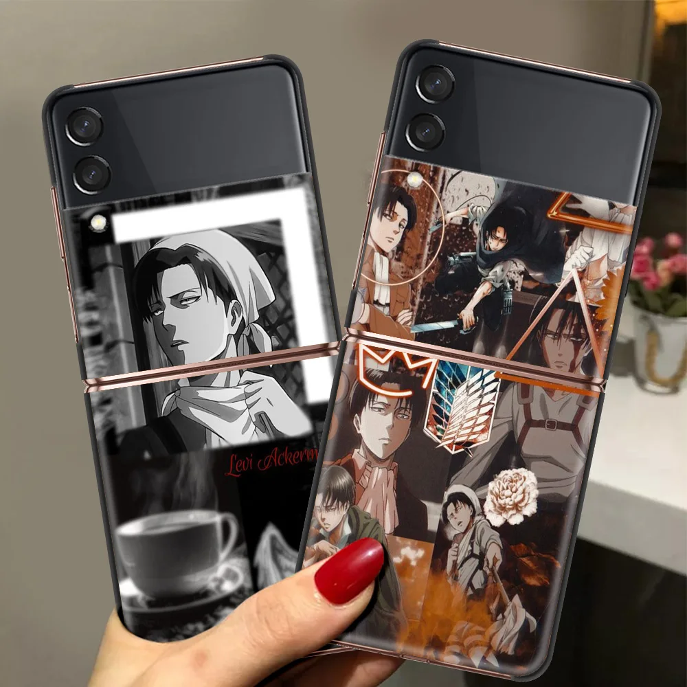 

Levi Ackerman жесткий чехол для телефона из поликарбоната для Samsung Galaxy Z Flip 6,7 дюйма черный противоударный чехол для Samsung Z Flip 3 5G Shell Fundas