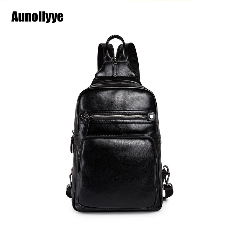 

Luxury Designer Men's Multifunctional PU Leather Chest Bag Creative Shoulder Messenger Bag Leisure Outdoor Waterproof Travel Bag