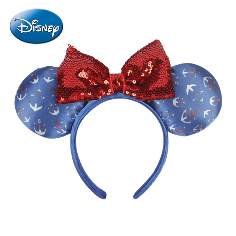

Disney Original Minnie Headwear Bowknot Headband Mickey Anime Accessories Silver Glitter Anime Decor Cosplay Decoration 002