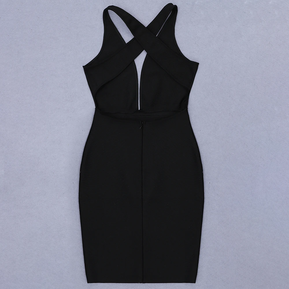 

2020 New Women Elegant black v neck off shoulder sleeveless Vestido Celebrity Evening Party Bodycon Bandage Dresses wholesal