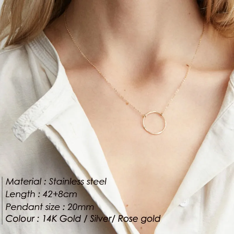 Fashion Classic Simple Stainless Steel Necklace Ladies Round Pendant Gold Clavicle Chain Jewelry Best Gift 2019 | Украшения и