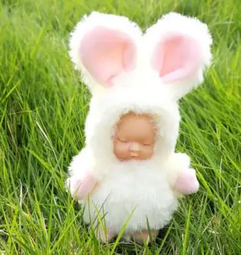 Симпатичный пушистый помпон из кроличьего меха брелок для ключей со спящим