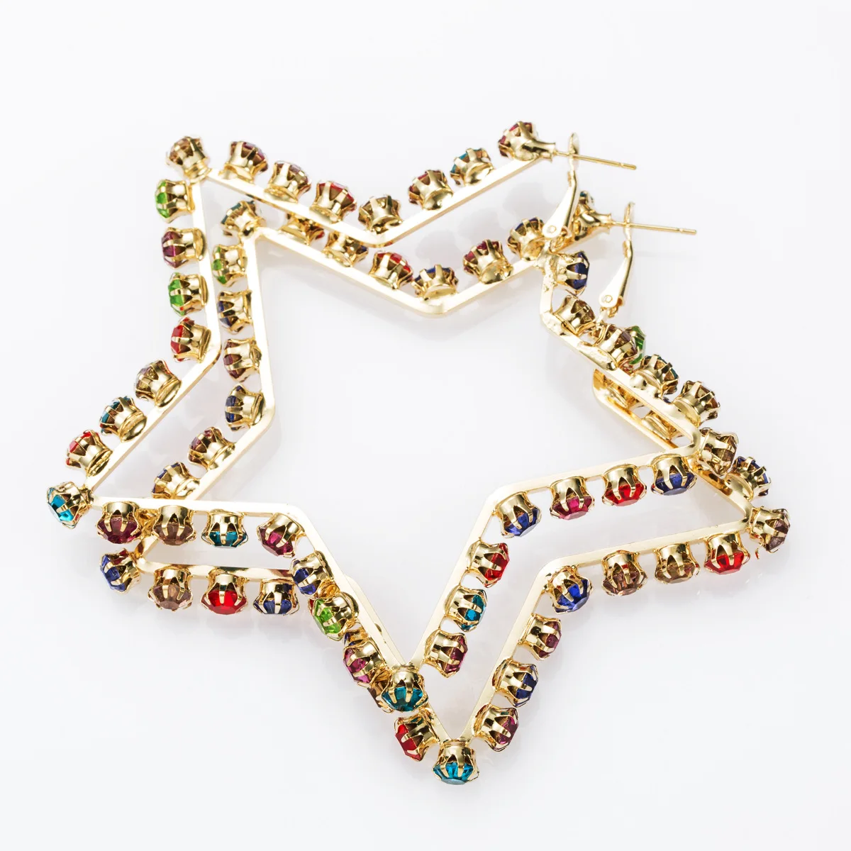 New 2019 Personality Super Big Geometric Square Hollow Out Star Love Heart Large Hoop Earrings For Women Gold Color Jewelry | Украшения и