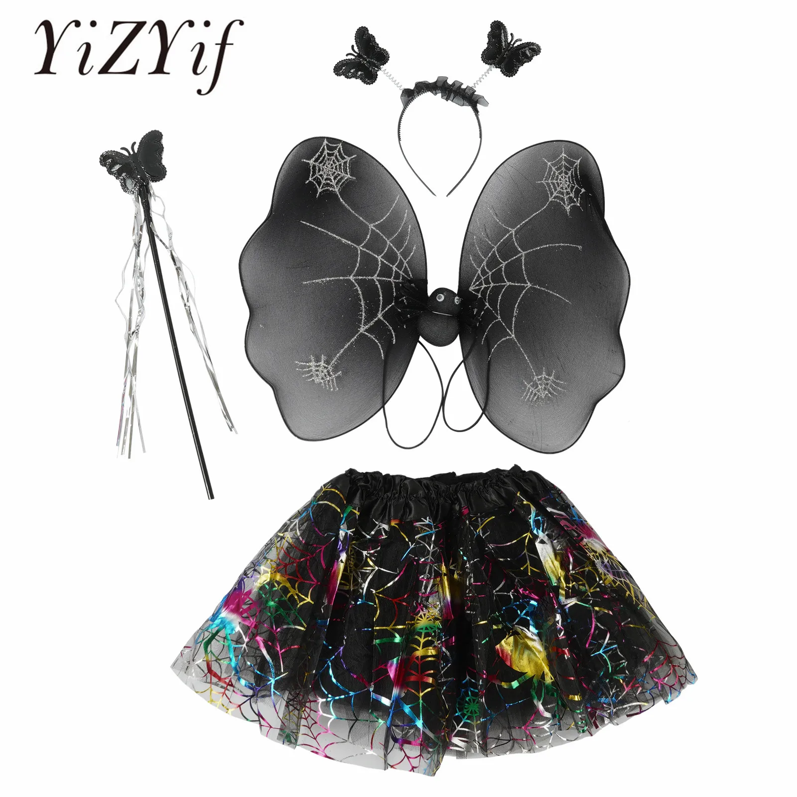 

Cute Children Cosplay Costumes Performance Props Spider Mesh Tutu Skirt Butterfly Princess Angel Wings Fairy Stick Kids Dress Up