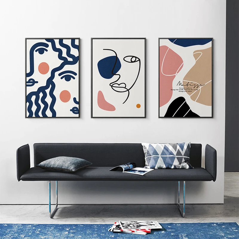 

Nordic Minimalist Abstract Face Line Drawing Poster Canvas Painting Print Wall Art Pictures Living Room Interior Home Decoration