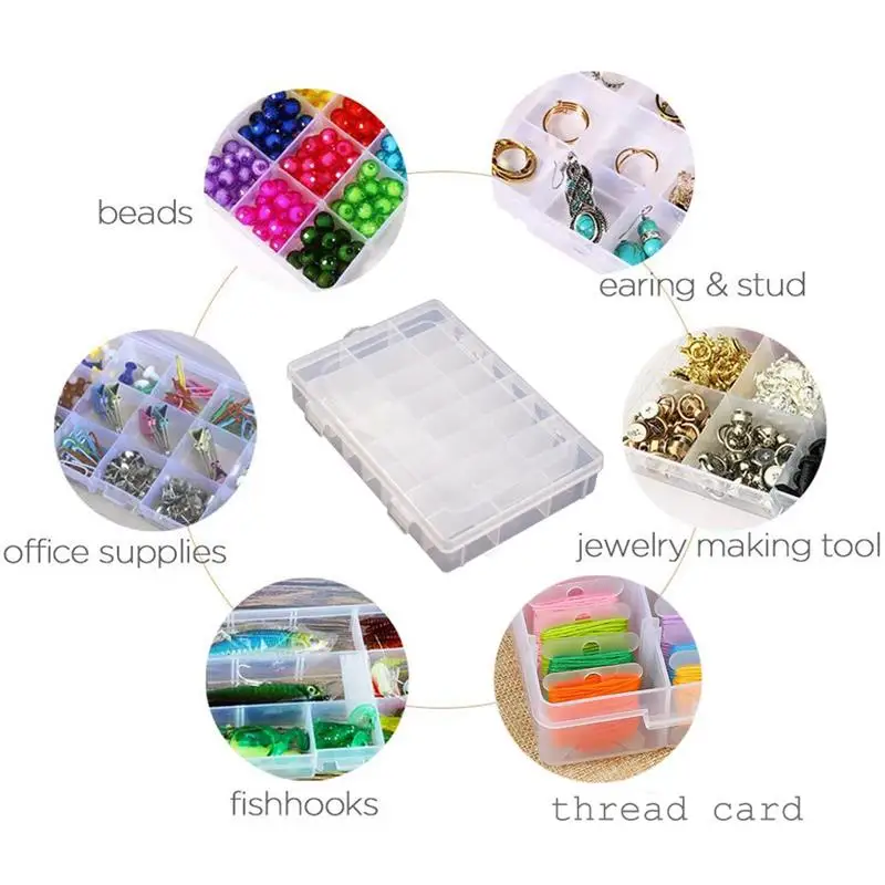 2021 Transparent 24 Grids Storage Box Plastic Embroidery Floss Bobbins Beads Pill Storage Organizer DIY Cross Stitch Sewing Tool images - 6