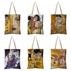 Новое поступление, персонализированная холщовая фотокартина, картина слезами, Klimt, женская сумка через плечо, повседневный шоппинг, челка