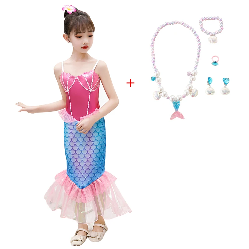 

Kids Cosplay Costume Spring New Sling Children's Mermaid Princess Dress For Girls Performance Fishtail Evening Dresses 3-8 Years