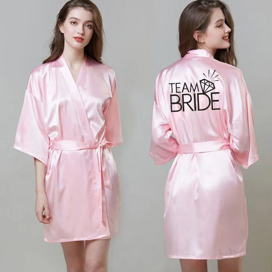 Свадебные вечерние девичник халат атласное кимоно Пижама подружка невесты