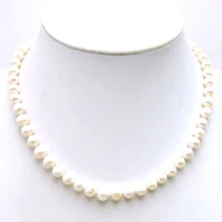 qingmos fashion natural white pearl necklace for women with 6 7mm round freshwater pearl chokers 17 pearl jewelry colar n5613