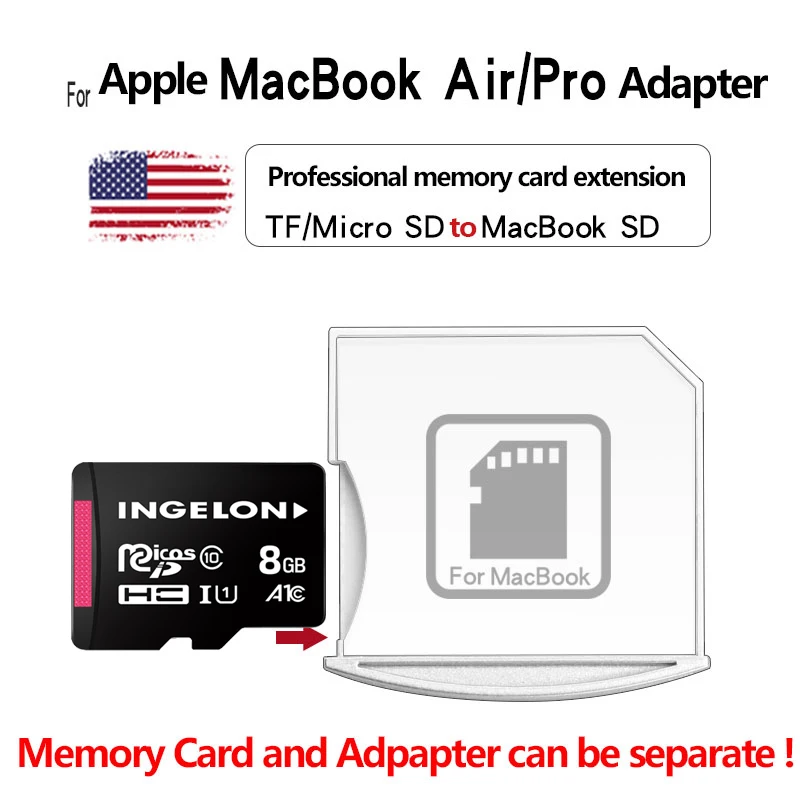 

8GB 16GB 32GB TF microSD to SD Adapter Ninja Stealth Drive for Macbook Air 13"and MacBook Pro 15" Retina Nifty MiniDrive adaptor