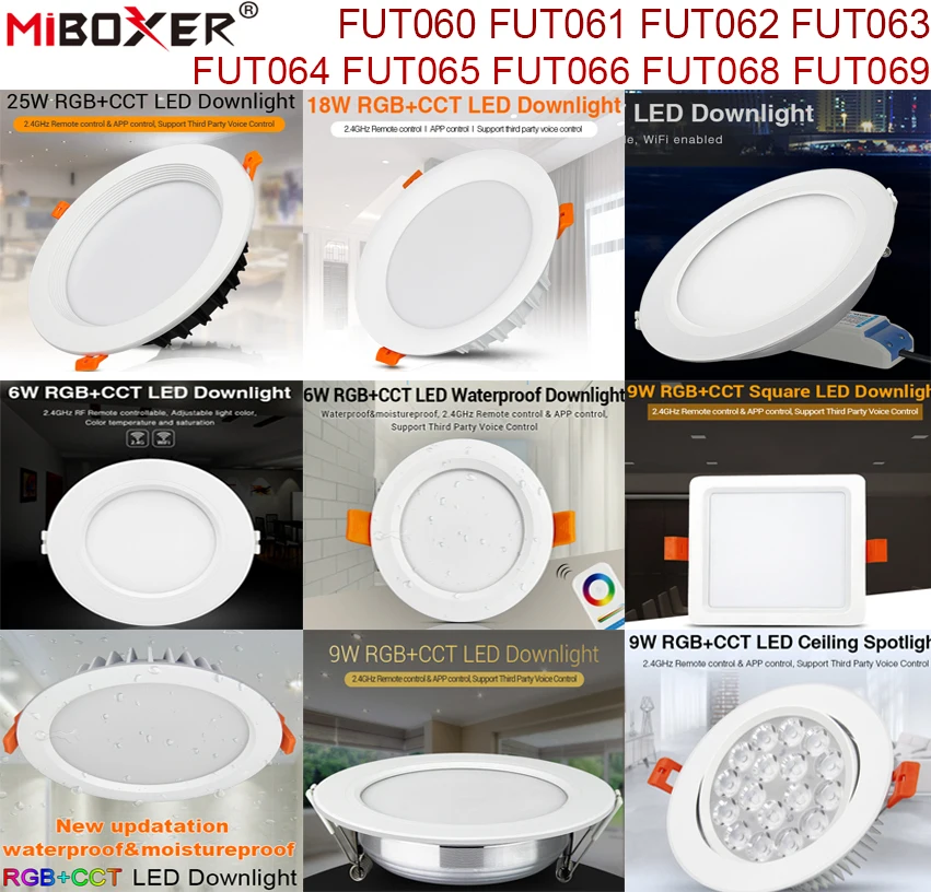 MiBoxer 6 Вт 9 12 15 18 RGB + CCT светодиодный светильник с регулируемой яркостью FUT062 FUT063 FUT064