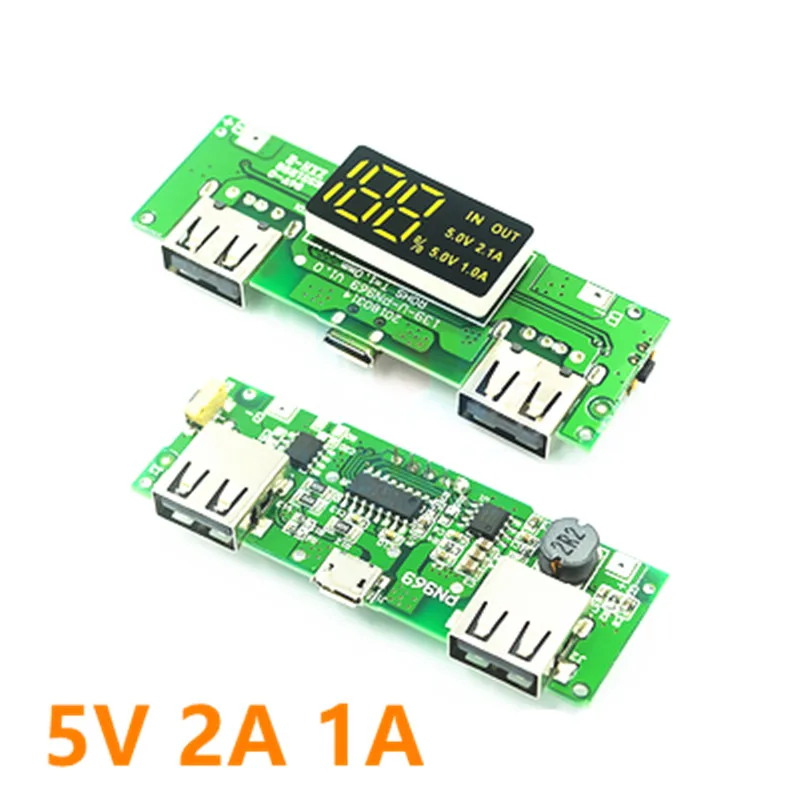 LED Dual USB 5V 2.4A Micro/Type-C Mobile Power Bank 18650 Charging Module Lithium Battery Charger Board Circuit Protection | Электронные