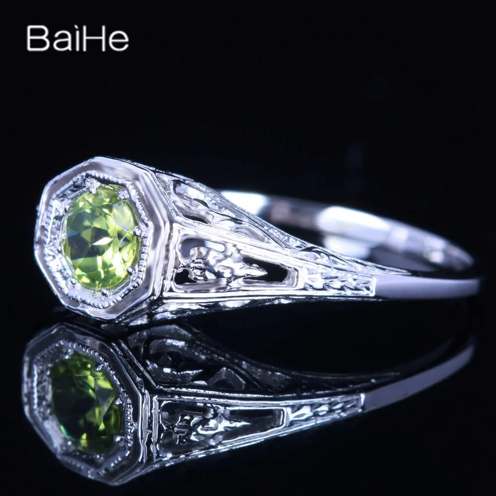 BAIHE однотонные 14K белые золотые зеленые хризолитовые бриллиантовые винтажные