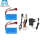 18650 2s 7,4 V 3000MAH lipo батарея для Wltoys 12423 10428 12429 12401 12402 12402A RC автомобильные запасные части 7,4 V 20C зарядное устройство