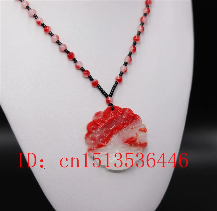 Китайский белый красный нефрит подвеска на ожерелье Павлин Шарм ювелирные