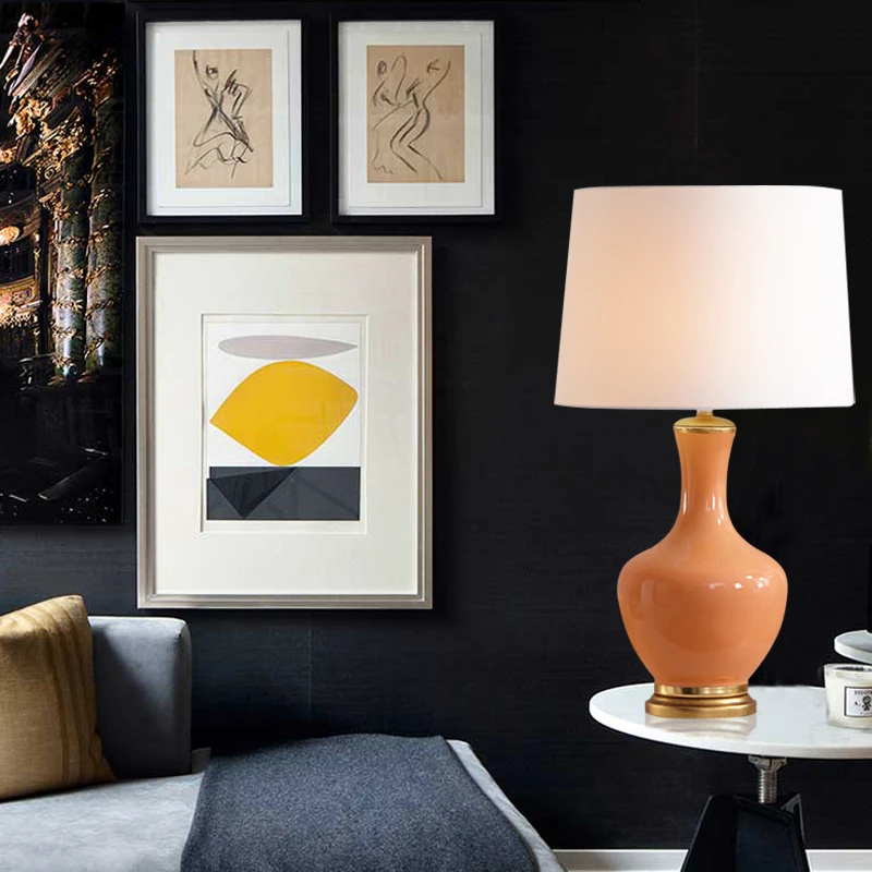 Туда 38x70 см Бесплатная доставка Оранжевая Керамическая Настольная лампа для