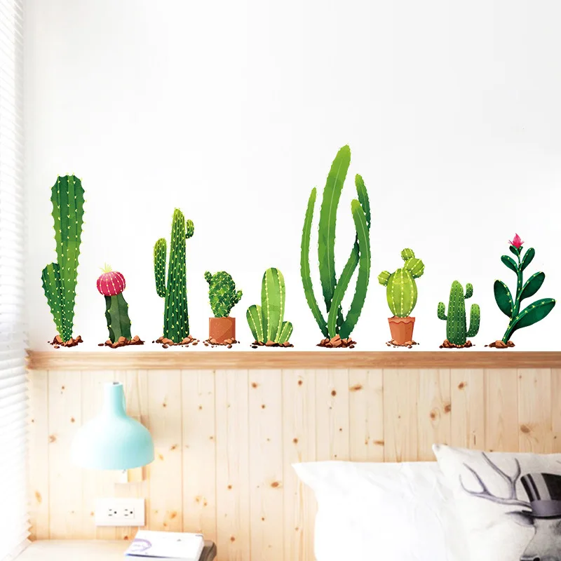 

Many types of cactus Green plants Wall Stickers Living room Bedroom background home decoration Mural Decal wall decor wallpaper