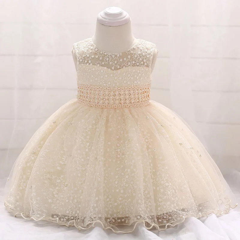 

2022 Summer Vestido Infant Beading Baptism Dress Frocks Baby Girl Dress Pageant Voile Princess Dress 1st Birthday Party 1 2 Year