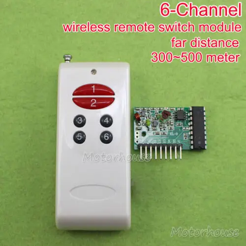 

DC 5V 6-Channel Wireless Relay Switch Remote Control Transmitter Receiver 315MHZ Far Distance 300-500 Meter