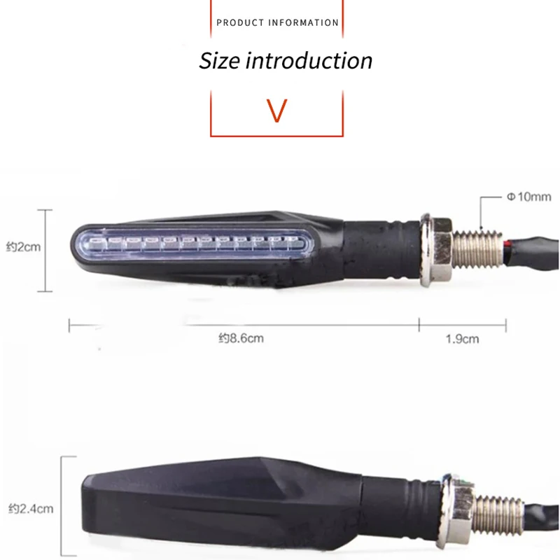 

2PCS LED Motorcycle Turn Signals Light 12 SMD Tail Flasher Flowing Water Blinker IP67 Waterproof Bendable Flashing Lights
