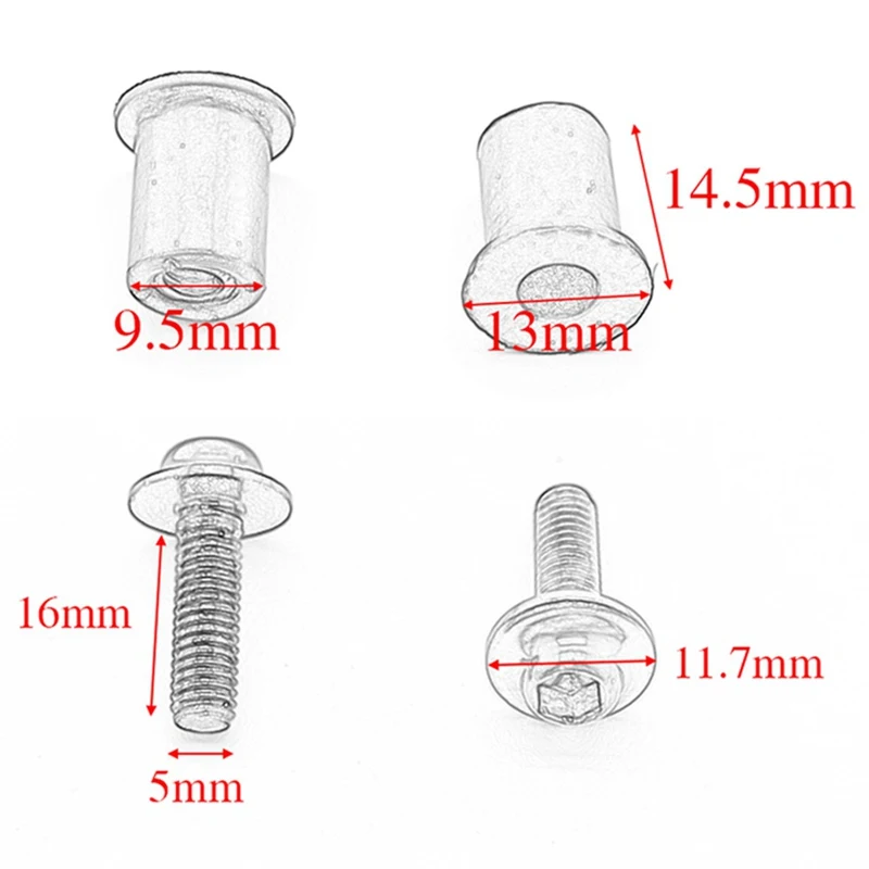 Винт для лобового стекла мотоцикла 5 мм болты гайка HONDA CBR650F CB650F CBF1000 VF750S Saber VFR750 VFR800