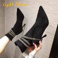 2021 autumn and winter new womens boots wild fashion single boots sexy stiletto high heel boots pointed toe short boots fashion
