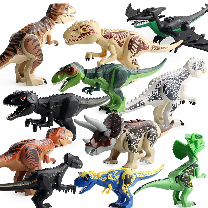 Jurassic Dinosaur World Series Building Blocks Dino Park Velociraptor T-Rex Triceratops Indominus Rex Big Figures Bricks Toys