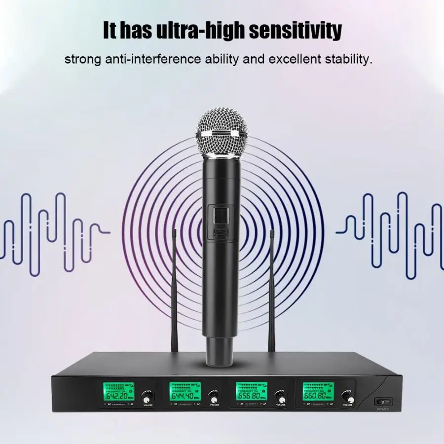 4 канала микрофон беспроводной карманный для большой конференции UHF 615 9 МГц 664 2 100