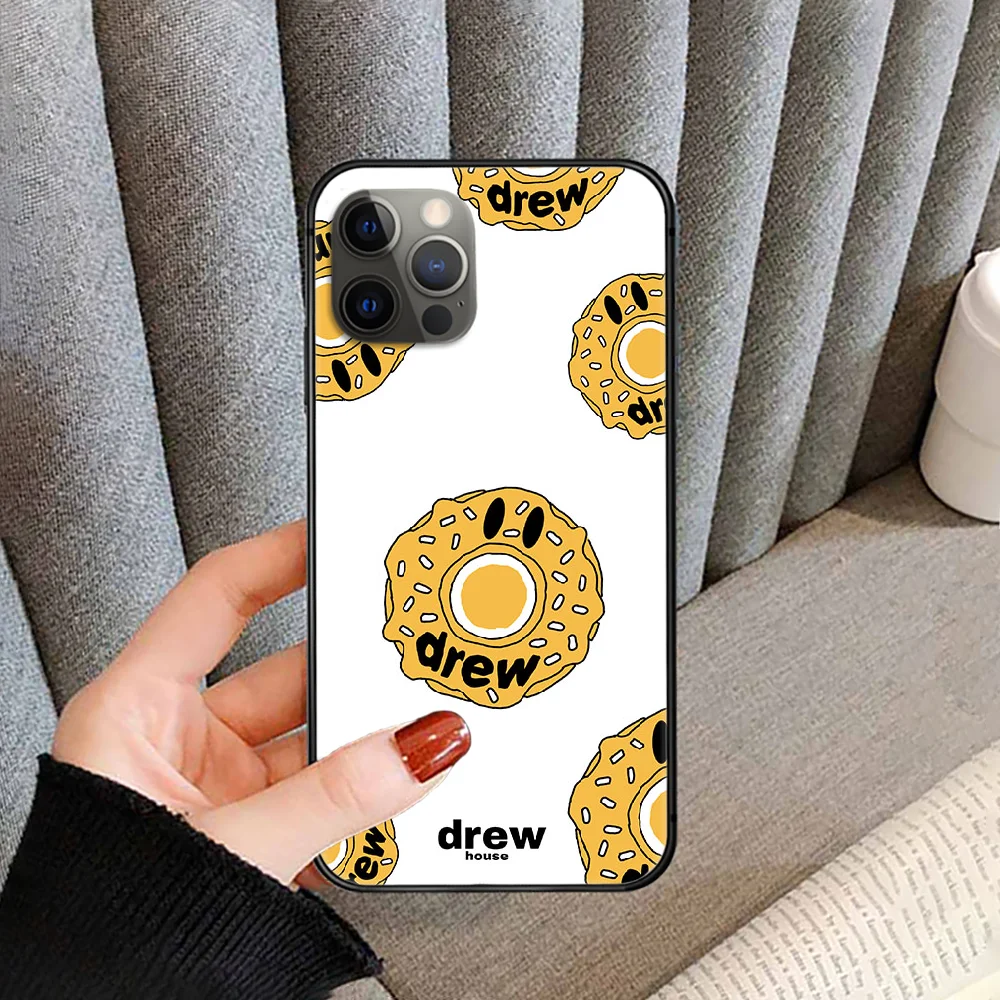 

Fashion brand Drew Phone Case cover For iphone 5 5S 6 6S PLUS 7 8 11 12 mini X XR XS PRO SE 2020 MAX black back luxury funda